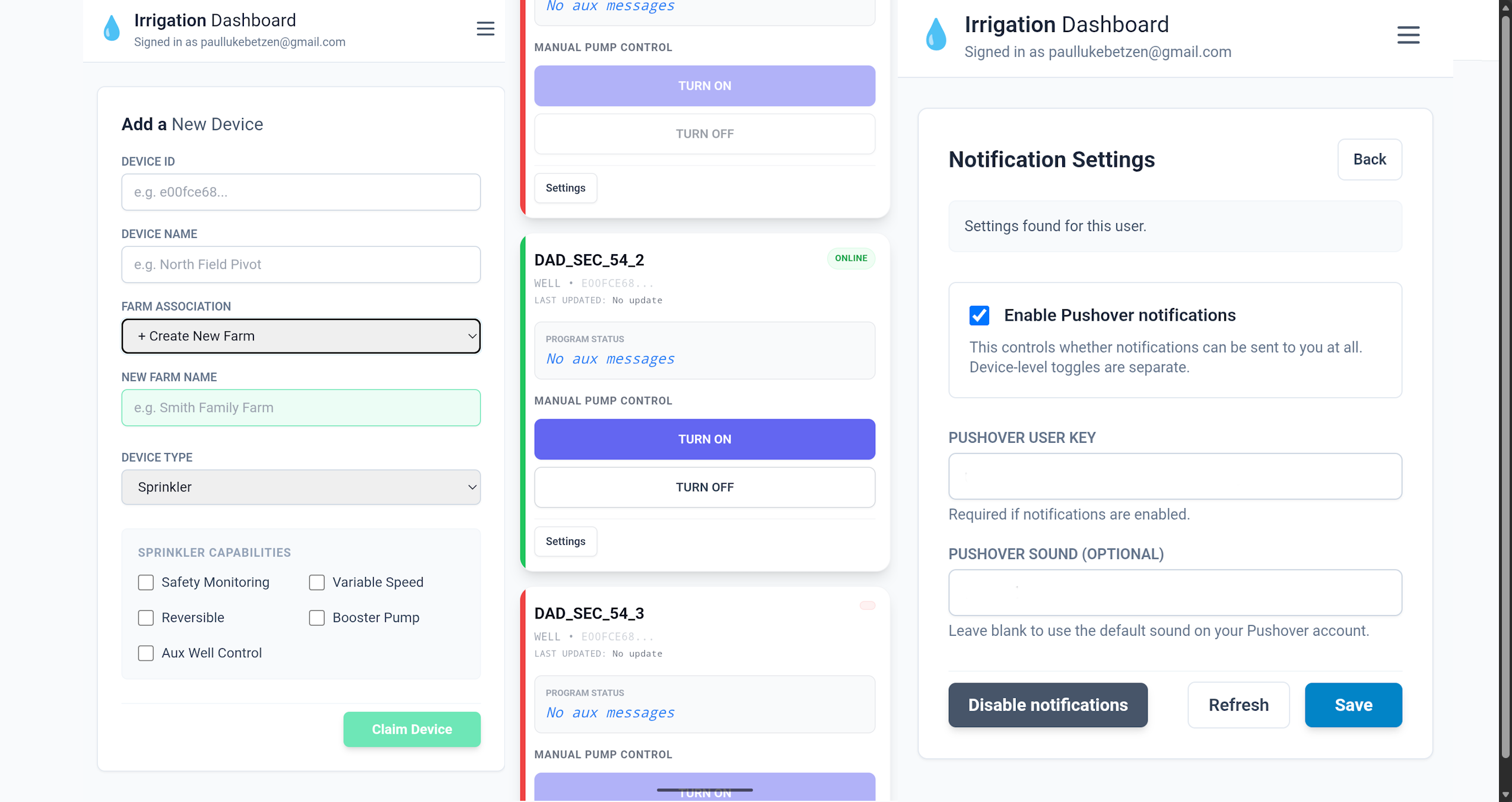 Irrigation Control Dashboard Image